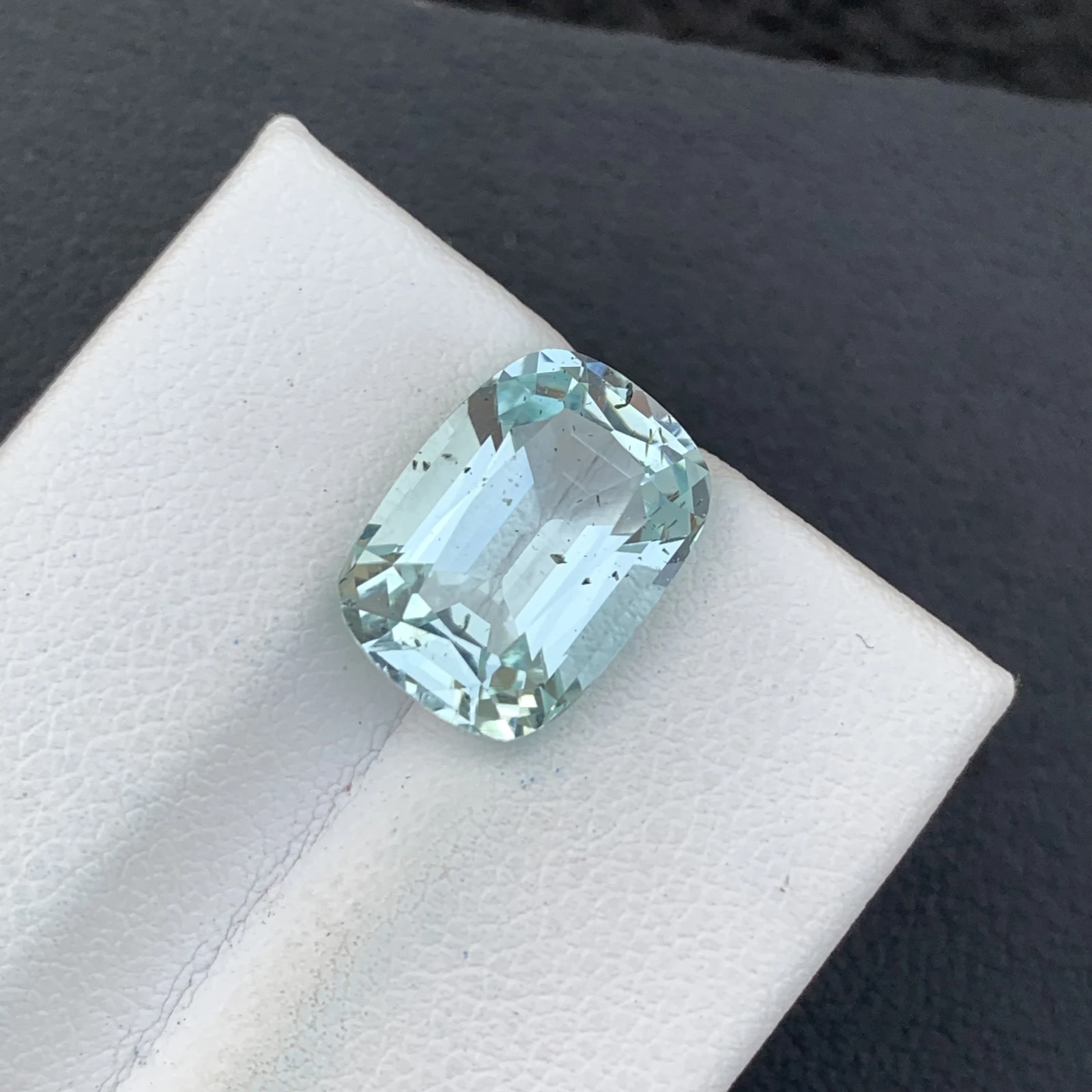 Natural Greenish Blue Aquamarine 5.64 Carat Skardu Pakistan Cushion Faceted Loose Gemstone — view 6